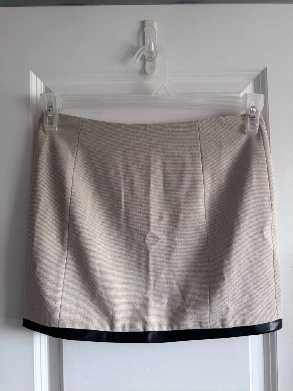 White Fox Boutique Cream Mini Skirt with Black Trim